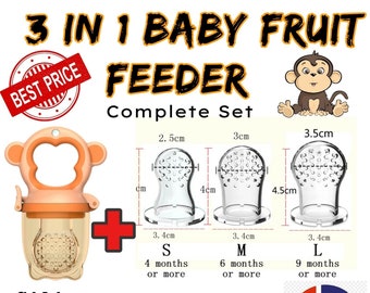 Tétine factice pour bébé Sucette 3 en 1 sans BPA Sans nourriture Silicone Bébé Sevrage Aliments Fruits frais Sucette Mannequin Bébé Cadeau