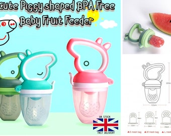 Baby Dummy Pacifier Soother Cute Piggy Shaped Baby Food/ Fresh Fruit Feeder   Silicone Teether Soother Nibbler  Free & Fast Postage