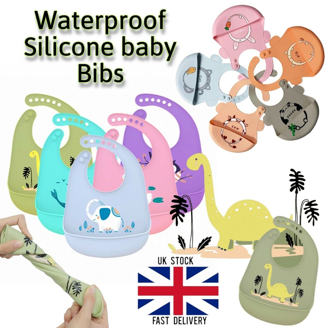 Baby Bibs Silicone Waterproof Dishwasher Safe Comfortable Feeding Food