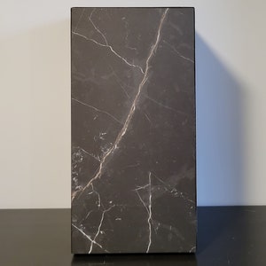 24 Tall Nero Marquina Porcelain Faux Marble Pedestal Plinth Side Table image 5