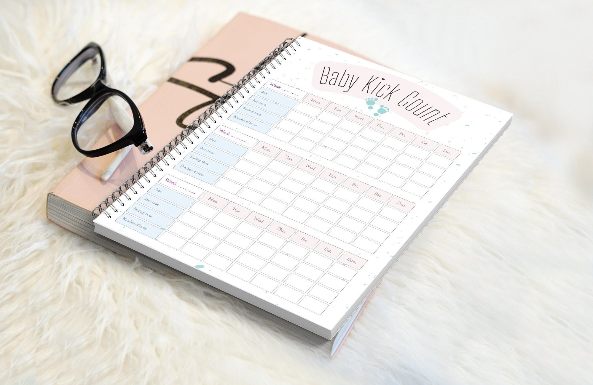 Baby Kick Count Fetal Movement Log Moving in Womb Chart Etsy