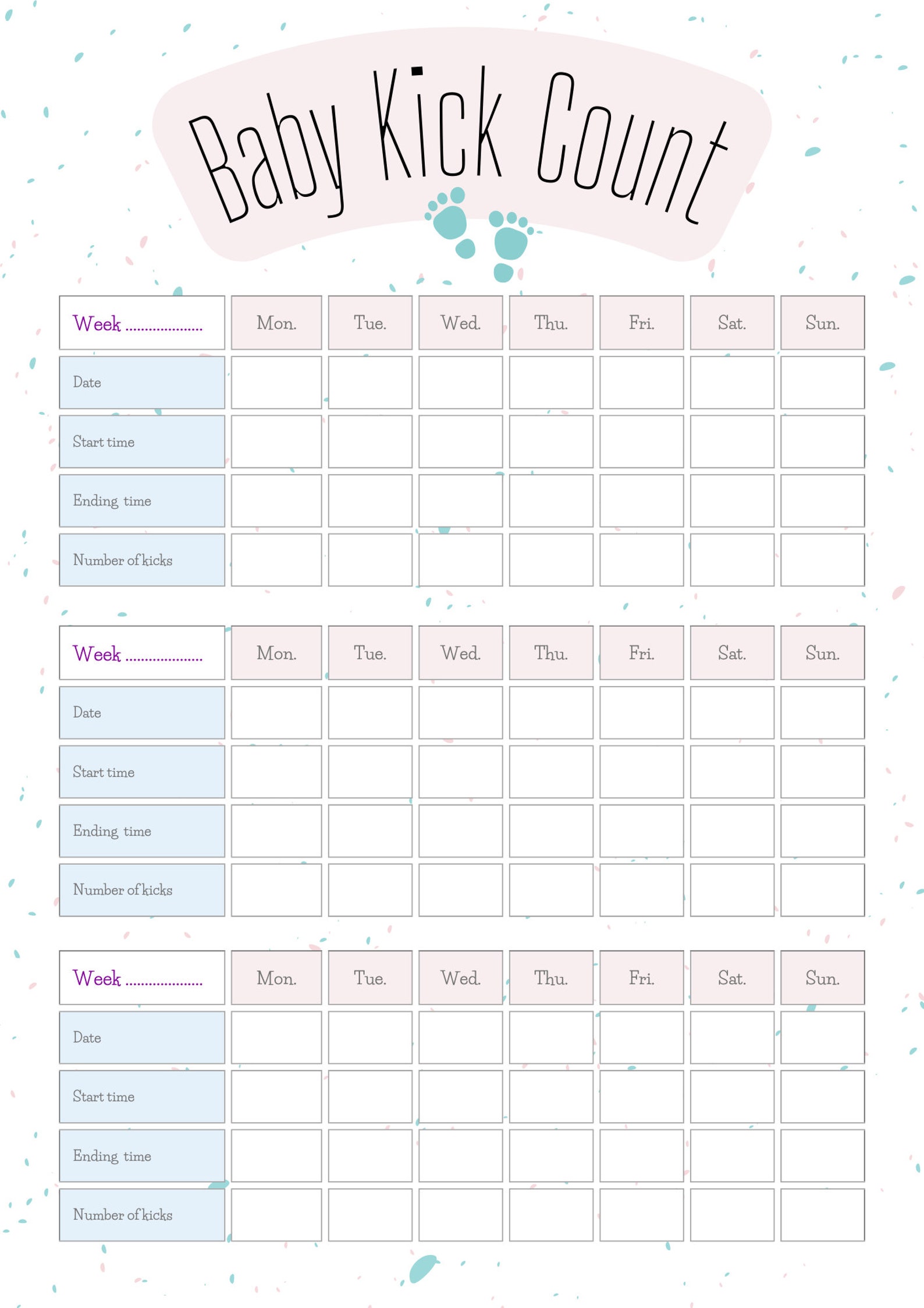 Baby Kick Count Fetal Movement Counting Template Fetal | Etsy