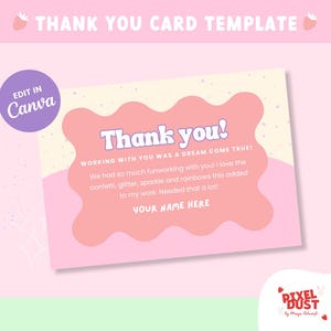 Blush & Bloom Dankeskarte Canva Template | Pastell bearbeitbare Kundeneinlage für Trainer und Unternehmer