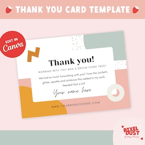 Canva Danke Bestellkarte | Dankeschön-Kartenvorlage | Dankeskarten | Heller Spaß buntes Design | Boutique-Branding | Pastell Vorlage