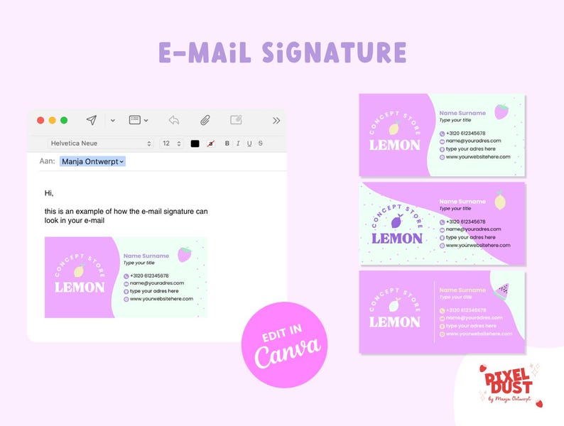 Pastel Email Signature Template: Funky Fruity Canva Design (DIY) - Etsy