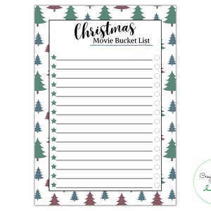 Editable Christmas Movie Bucket List Printable Holiday Movie - Etsy UK