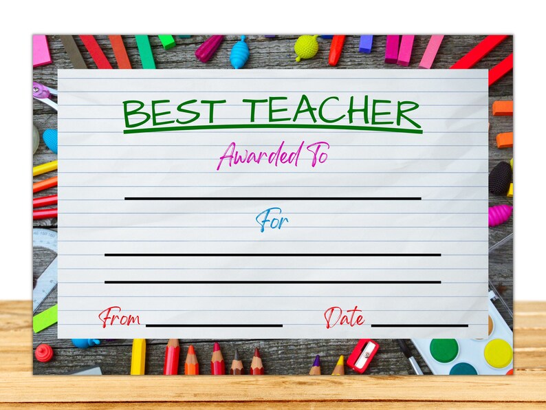 Best Teacher Certificate Printable Award Certificate Daycare Etsy Best Teacher Certificate Printable Award Certificate Daycare Etsy