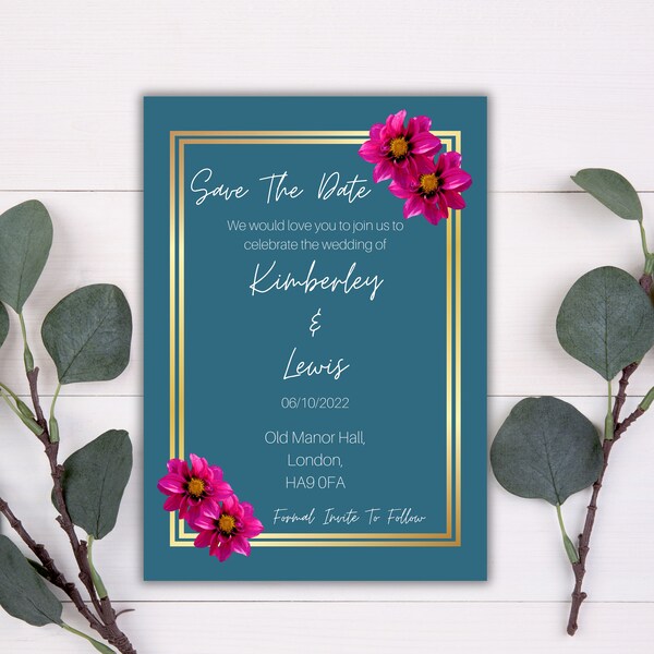Editable Save The Date Printable, Jewel Tone Save The Date, Floral Save The Date, Save The Date Cards, Wedding Announcement, Wedding Invite