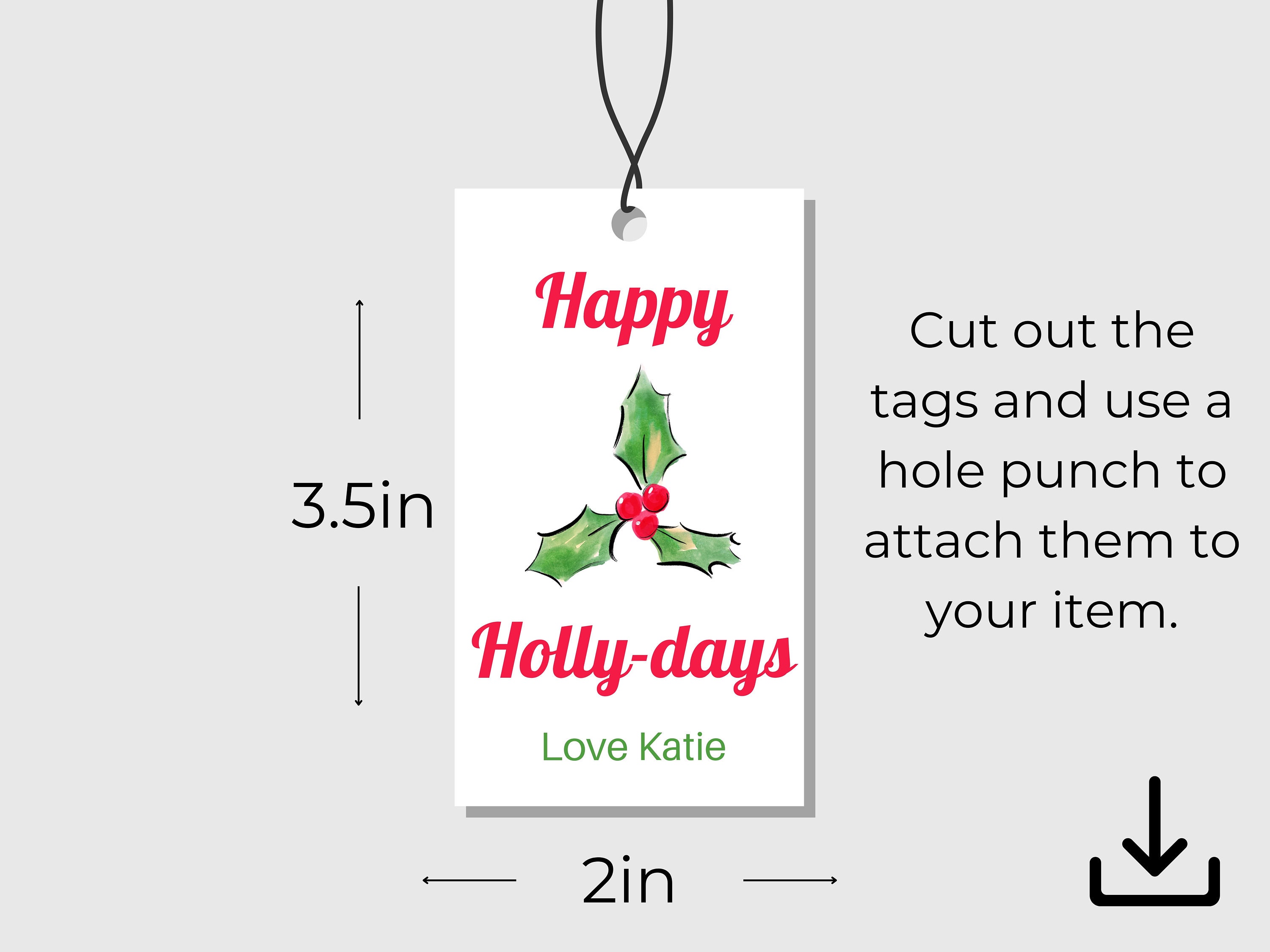 Happy Holly-days Gift Tag Template Christmas Gift Tags - Etsy