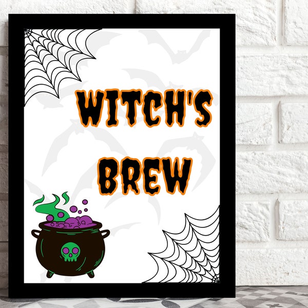 Halloween Party Witch's Brew Table Sign Template, Halloween Party Sign Printable, Witch's Brew Sign, Halloween Drinks Sign, Halloween Decor
