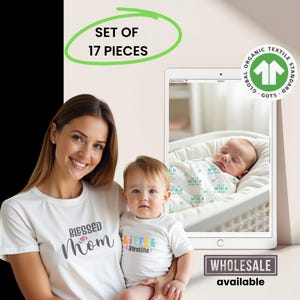 Set di vestiti per neonati in cotone biologico – 17 pezzi regalo essenziale per neonati / corredino per neonati / magliette abbinate per mamma e bambino I baby shower
