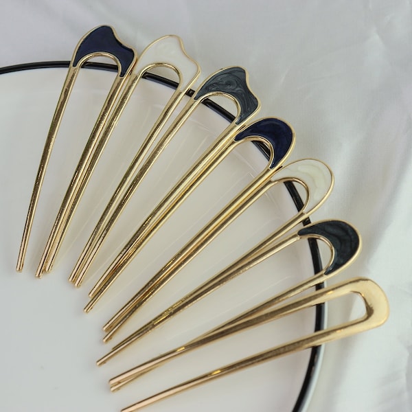 Forchetta per capelli ondulata in rame, supporto per chignon per capelli, spilla per capelli a forma di U, clip per capelli in metallo, scivolo per capelli in oro rosa, accessorio per capelli fini