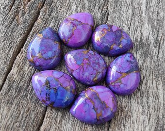Best Quality Natural Purple Copper Turquoise Teardrop Shape Cabochon Flat Back Calibrated Wholesale Gemstones, All Sizes Available