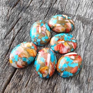 Top Quality Natural Spiny Oyster Turquoise Oval Shape Cabochon Flat Back Calibrated Wholesale Gemstones, All Sizes Available
