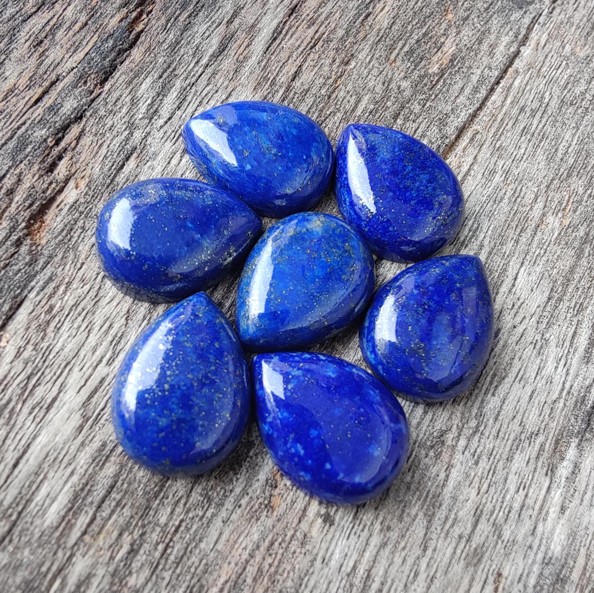 AAA+ Quality Natural Lapis Lazuli Pear Shape Cabochon Flat Back Calibrated Teardrop Shape Wholesale Gemstones, All Sizes Available