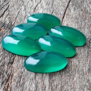 Natural Green Onyx Big Oval Shape Cabochon Flat Back Top Grade Calibrated Sizes Wholesale Gemstones, All Sizes Available