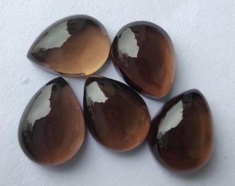 Natural Smoky Quartz Pear Shape Cabochon Flat Back Calibrated Teardrop Shape AAA+ Quality Wholesale Gemstones, All Sizes Available