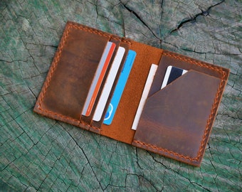 Handmade Leather Wallet, Minimalist Leather Handmade Cardholder, Bifold Wallet, Front Pocket Leather Wallet