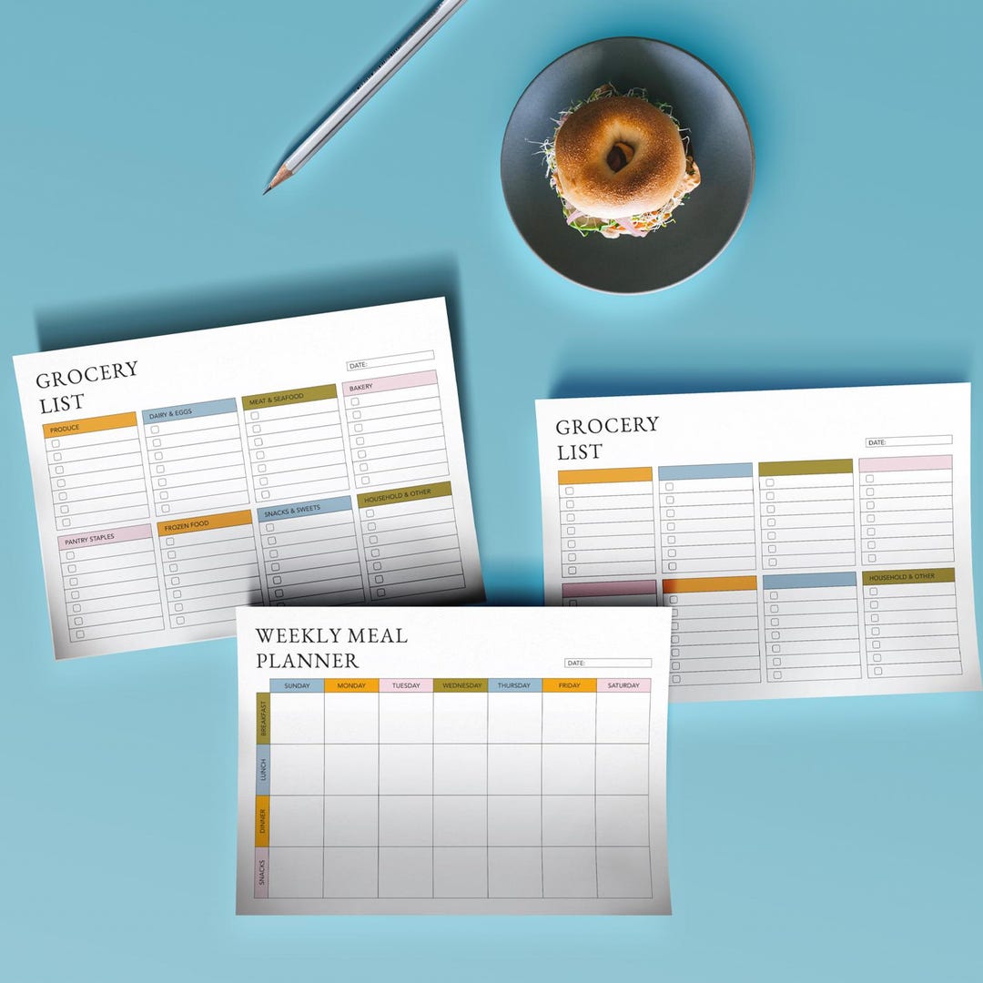 Weekly Meal Planner Printable: Family Menu Organizer With Grocery List ...