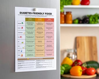 Diabetic Food Chart Printable | Diabetic Meal Plan | Diabetic Food List | Diabetes-Friendly Food | Low Carb Meal Plan