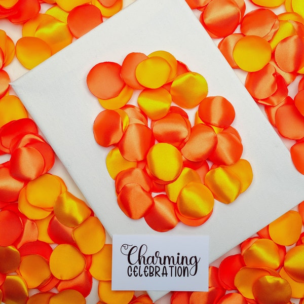 Halloween decoration | Yellow-Orange SATIN ROSE PETALS | Wedding-Exit Toss Ideas | Artificial Flower Petals | Wedding Decor