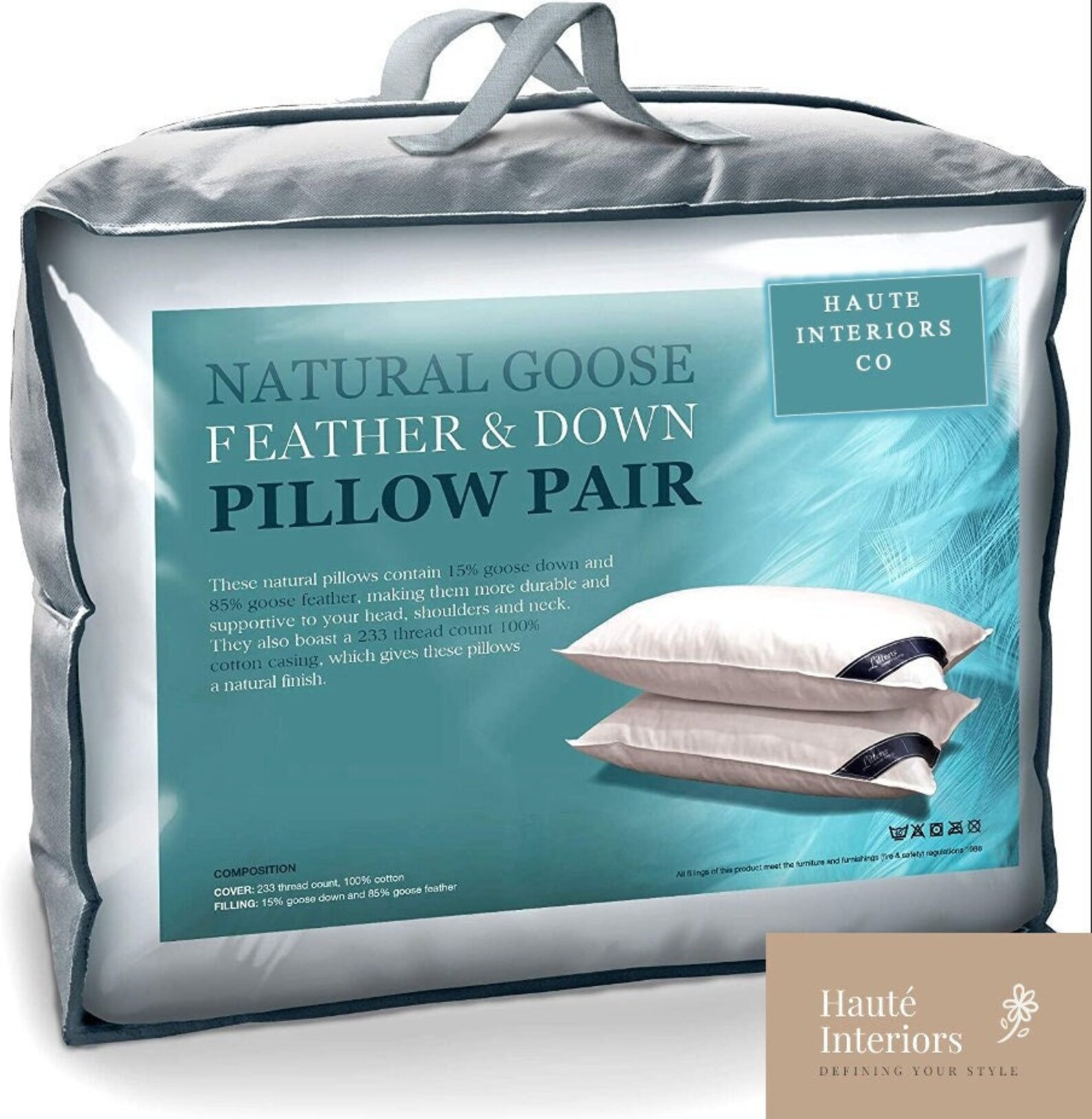 Natural Goose Feather Pillow Pair Hotel Quality Filled Etsy UK