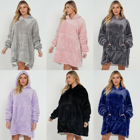 Oversized Hoodie Blanket Large Reversible Sherpa Fleece Etsy UK