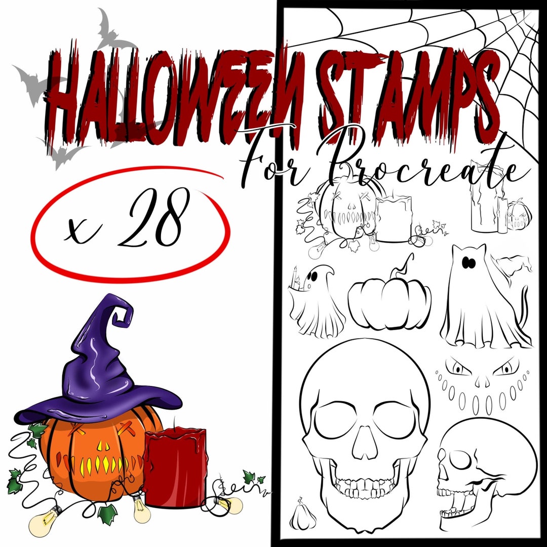 Procreate Halloween Stamps - Etsy
