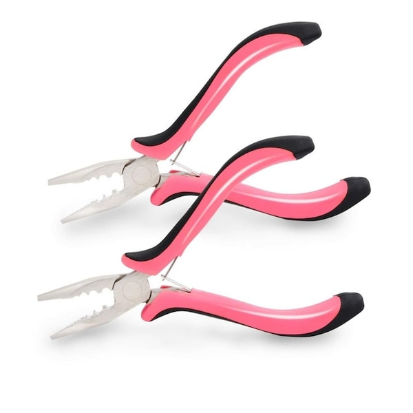 Professional Hair Extension 5" Pliers Micro Rings Nano Bead Extensions Application Tool Pink and Black