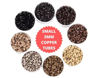 Small Copper Tubes Beads Linkies Rings Links For Tiny Stick I-Tip Hair Extensions 3mm 0.5g