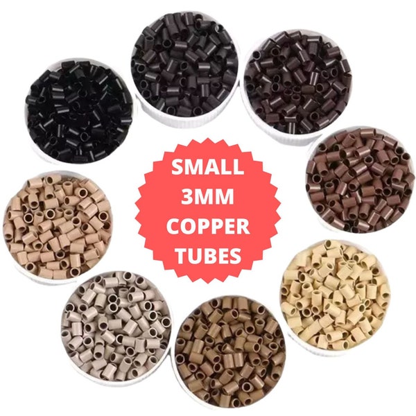 Small Copper Tubes Beads Linkies Rings Links For Tiny Stick I-Tip Hair Extensions 3mm 0.5g