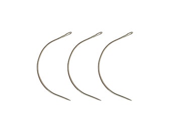 3 C Hook Shaped Needles for Hair Extensions, Weave Threading, Sewing Tapestry Needles 50mm / 90mm