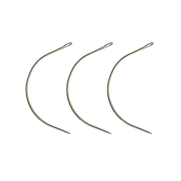 3 C Hook Shaped Needles for Hair Extensions, Weave Threading, Sewing Tapestry Needles 50mm / 90mm