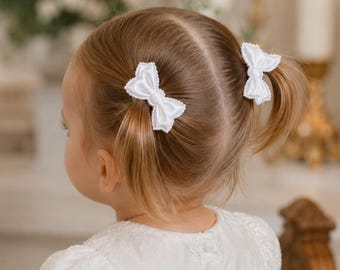 Mini-Baby-Gummibänder Schleife - 2er-Set Blumen-Gummibänder -Taufe - Hochzeit - Blumenmädchen - Baby Geschenk - Taufgeschenk