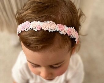 Cerchietto per capelli da bambina con pizzo per battesimi e matrimoni - Accessori per capelli da bambina - Cerchietti per capelli da bambina per servizi fotografici - Gioielli per capelli per bambine e neonate