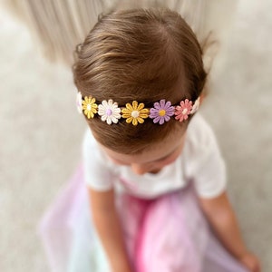 デイジー柄の幼児用女の子用ヘッドバンド、2歳以上、子供用ヘアアクセサリー、4色、女の子へのギフト