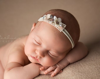 Haarband Baby Taufe/ Babyfotografie Stirnband/ Blumenmädchen Hochzeit/ Haarband baby / Kinderfotos Accessoires