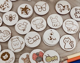 Baby Party  Spiel /zum ausmalen /Holz Memory Personalisiert /Babygeschenk Junge  Mädchen /Taufengeschenk/ Holzspielzeug