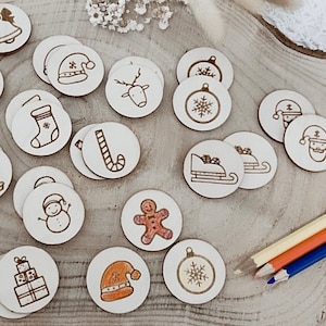 Holz Memory-Spiel für Kinder /Kombinierende Karten /Holz Montessori Spielzeug/ Lernspielzeug für Kleinkinder /Weihnachten Passende Karten