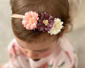 Fascia per capelli da bambina con fiori, dai 2 anni in su / Fascia per capelli per neonata / Damigella d'onore