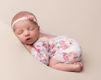 Newborn outfit, Spitzen Body und Haarband, Newborn Props, Kinderfotos Requisiten, Baby Strampler Weiss