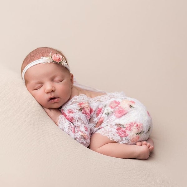 Newborn outfit, Spitzen Body und Haarband, Newborn Props, Kinderfotos Requisiten, Baby Strampler Weiss