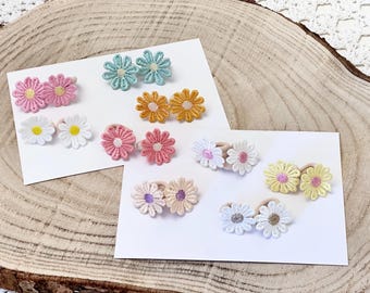 Set di elastici per capelli per neonati con 2 elastici a forma di margherita - ferma trecce - fatti a mano - accessori per capelli per bambini piccoli - copricapi - fiocchi per capelli