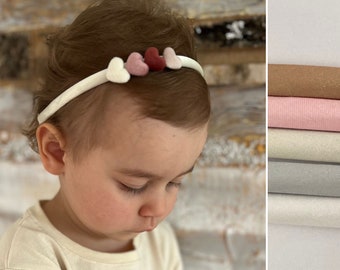 Cerchietto per bambini con cuori, da 2 anni, accessori per capelli bambina, fatti a mano, regalo per bambina, cerchietto per capelli bambina, cerchietto neonato, cerchietto, battesimo