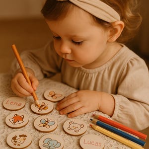 Personalized Baby Shower Game / Wooden Coloring Memory Game / Baby Gift for Boys and Girls / Christening Gift / Baby Shower Decor Keepsake / Baby Guessing Game