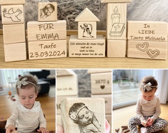 Baby Geschenk /Taufe/ Bausteine aus Holz/ einzigartiges besonderes Geschenk