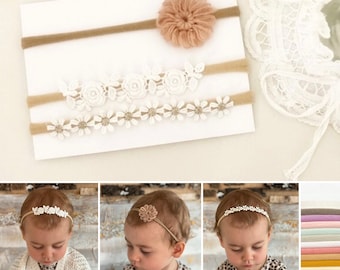 Haarband Baby Set Spitze/Taufe/ Hochzeit/ Shooting/ Mini Haarkranz/ Haarband Baby/ Kinderfotos Requisiten