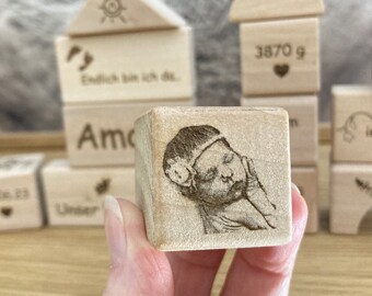 Baby gift for birth/Easter gift baby/Personalized wooden building blocks/Set with your baby and feet engraving/Gift for birth