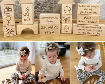 Baby gift, birthday, personalized, wooden building blocks, baby stones personalized, baby toys, birth gift baby