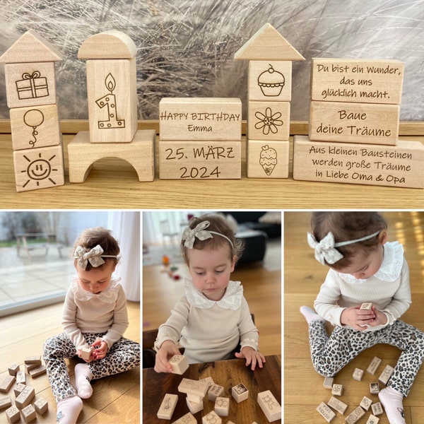 Baby geschenk, geburtstag,personalisiert, Holz Bausteine , Baby Steine personalisierte , Baby Spielzeug, Geburt Geschenk Baby